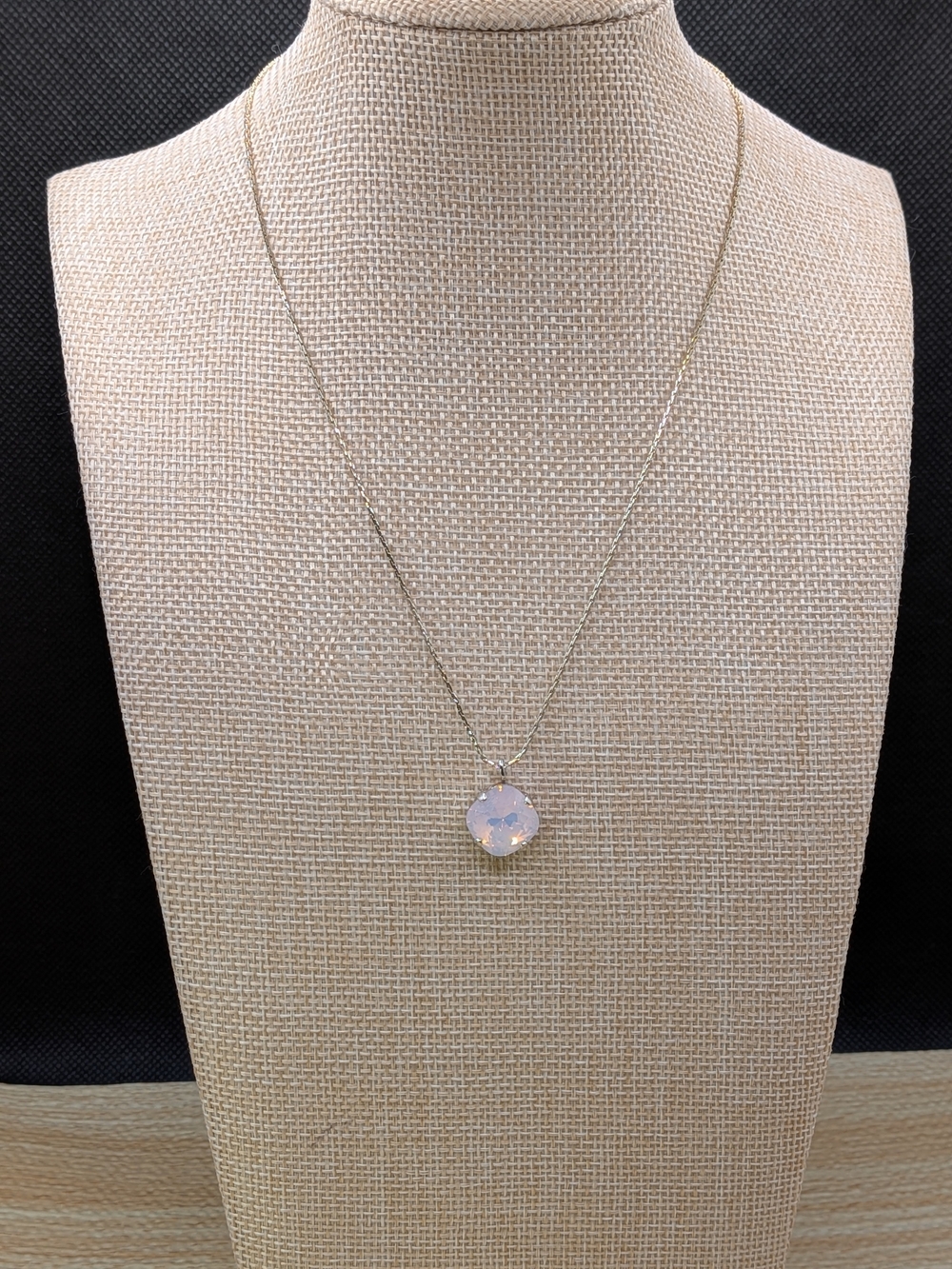 Upcycled Vintage Pink Opal Crystal Pendant Necklace